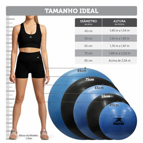 Bola 45 cm -bomba - Anti-transbordamento - Suporta até 300 kg -Yoga Fitness