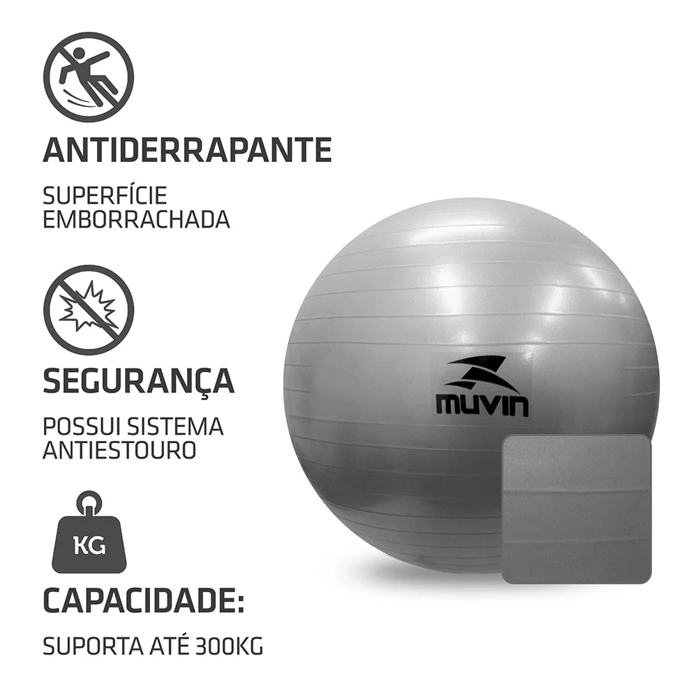 Bola 75 cm -bomba - Anti-transbordamento - Suporta até 300 kg -Yoga Fitness