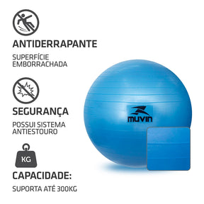 Bola 45 cm -bomba - Anti-transbordamento - Suporta até 300 kg -Yoga Fitness